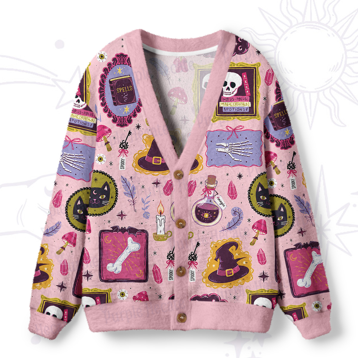 Purplehecate Spellbook & Potions Ugly Cardigan Sweaters