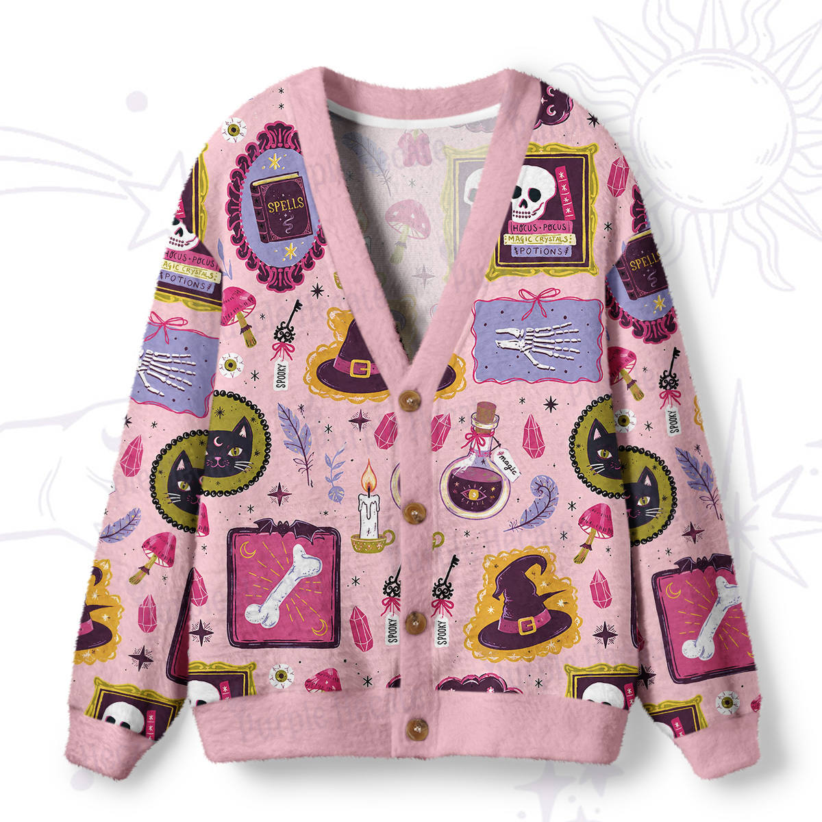 Purplehecate Spellbook & Potions Ugly Cardigan Sweaters