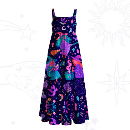 Purplehecate Witch's Daily Life Wide Straps Maxi Dress
