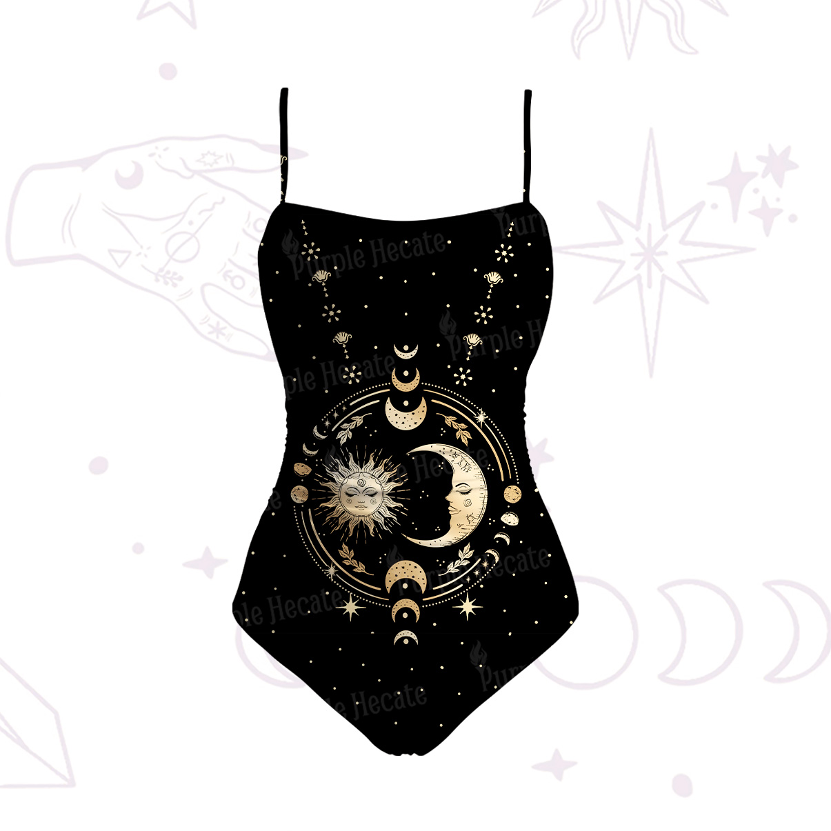 Purplehecate Celestial Sun and Moon Slim-Strap Swimsuit