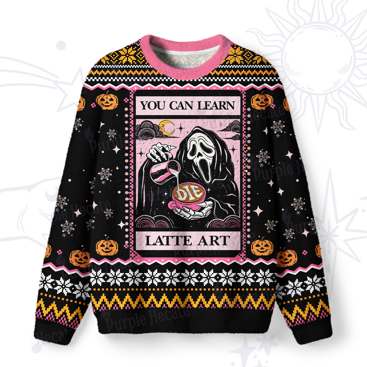 Purplehecate The You Can Learn Latte Art Ugly Halloween Sweatshirts