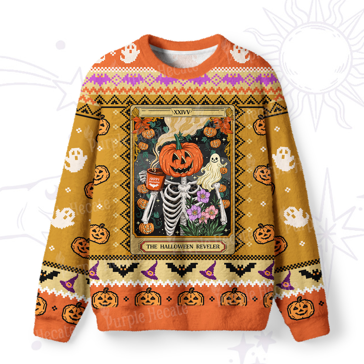 Purplehecate The Halloween Reveler Ugly Halloween Sweatshirts