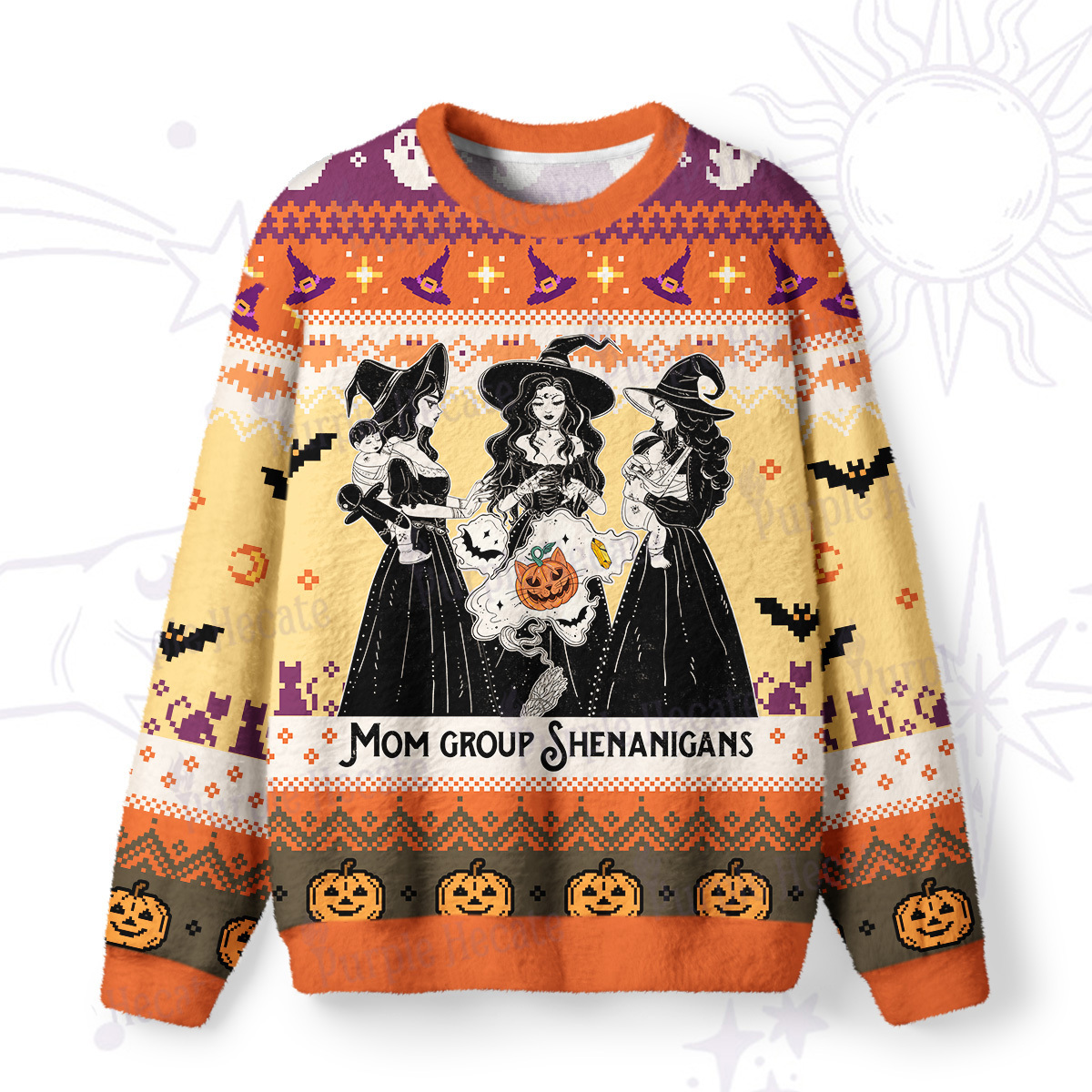 Magic Purplehecate Mom Group Shenanigans Ugly Halloween Sweatshirts