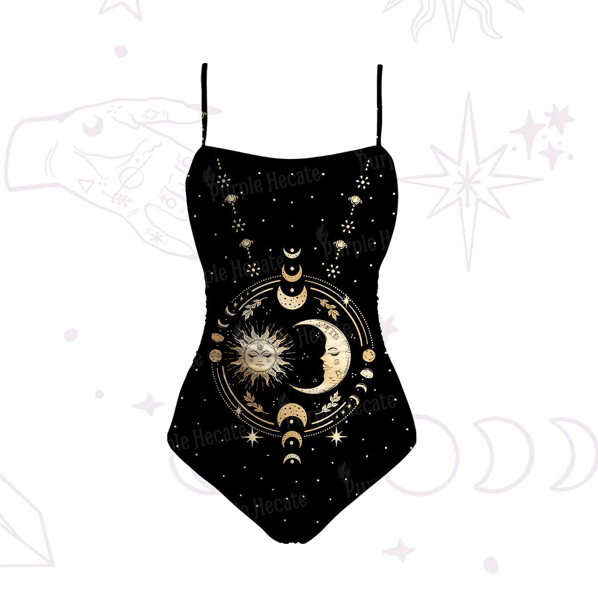Purplehecate Celestial Sun and Moon Slim-Strap Swimsuit