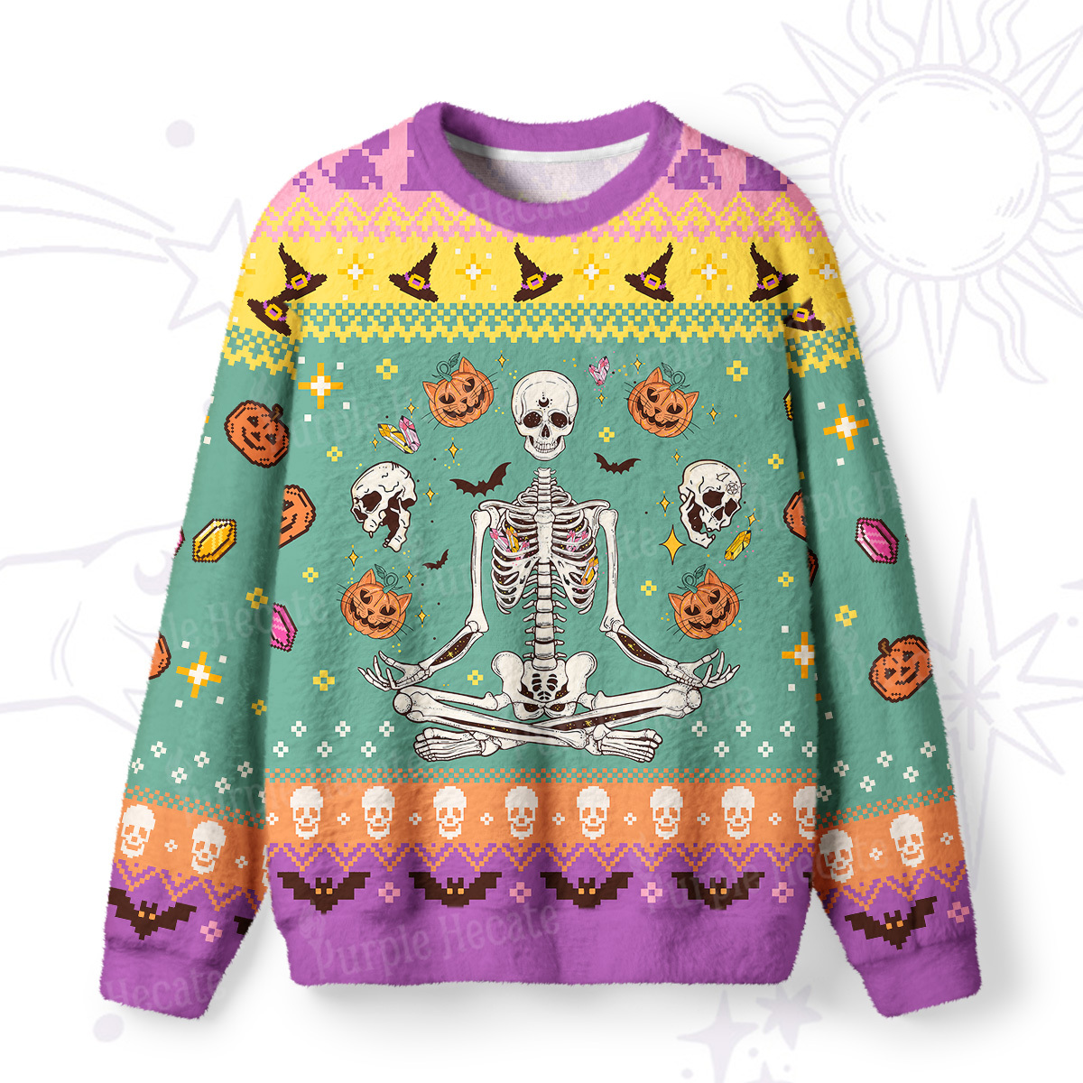 Magic Purplehecate Funny Skeleton Halloween Ugly Halloween Sweatshirts