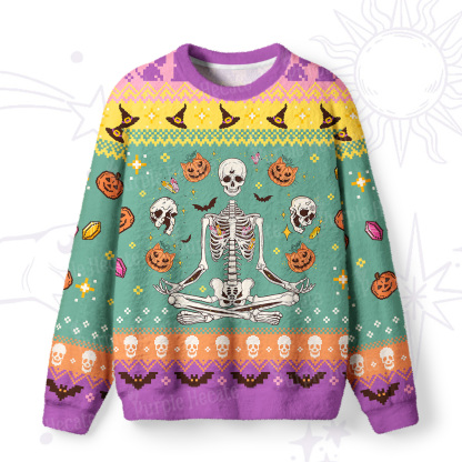 Purplehecate Funny Skeleton Halloween Ugly Halloween Sweatshirts