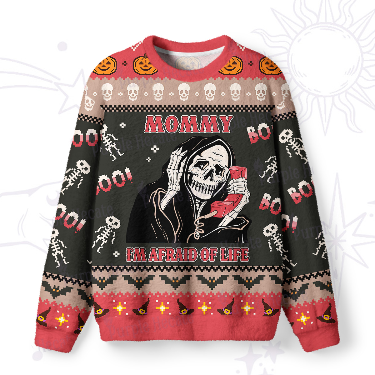 Purplehecate The Mommy I'm Afraid Of Life Ugly Halloween Sweatshirts