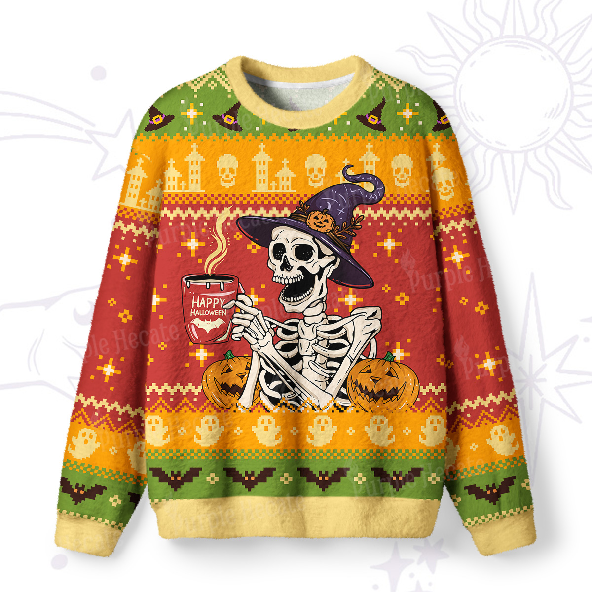 Purplehecate Happy Halloween Ugly Halloween Sweatshirts