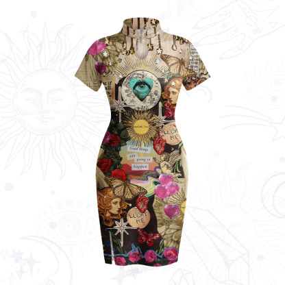 Purplehecate Lucky Me Sacred Heart Eye Velvet Bodycon Dress