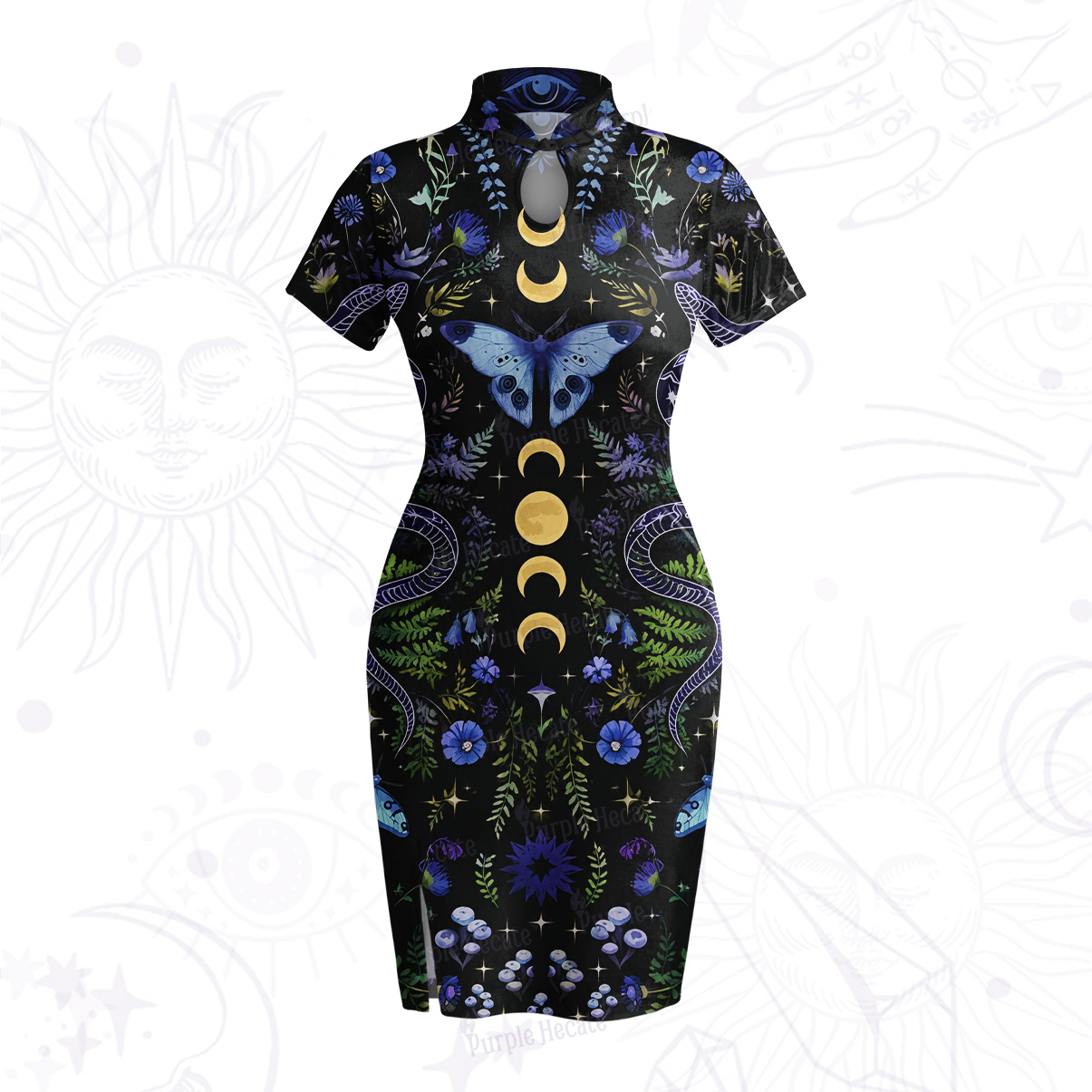 Purplehecate Moon Moth Witchery Velvet Bodycon Dress