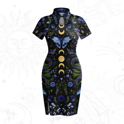 Purplehecate Moon Moth Witchery Velvet Bodycon Dress
