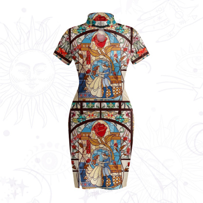 Purplehecate Stained Glass Rose Romance Velvet Bodycon Dress