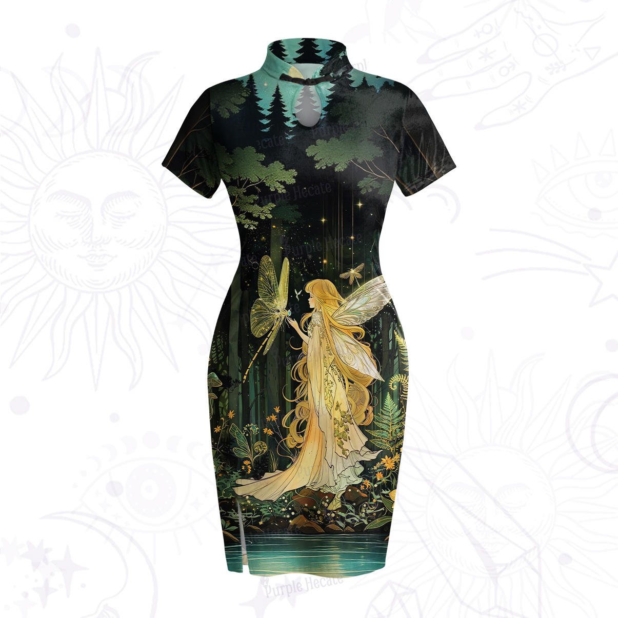 Purplehecate Fairy of the Magic Woods Velvet Bodycon Dress