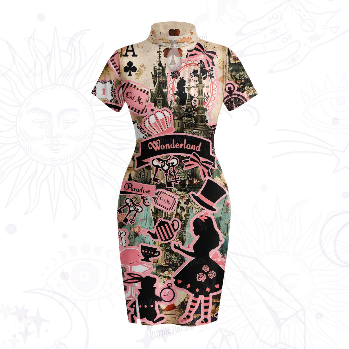 Purplehecate Wonderland Alice’s Tea Party Velvet Bodycon Dress