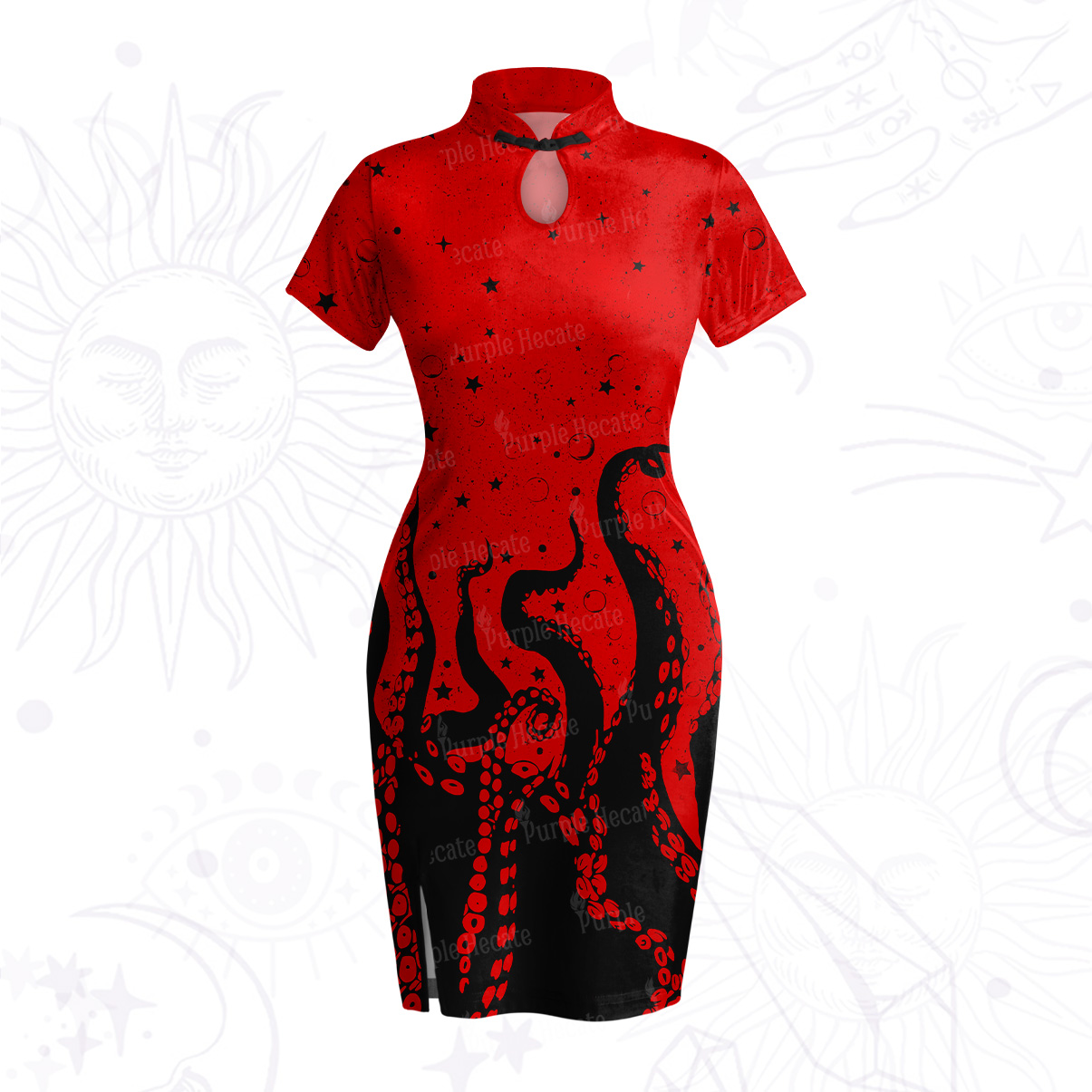 Purplehecate Tentacles of the Deep Velvet Bodycon Dress