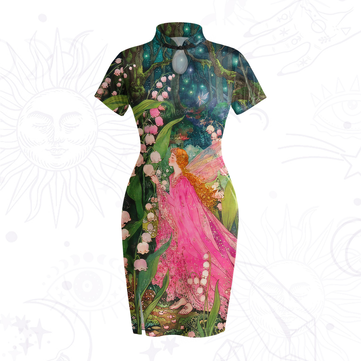Purplehecate Mystic Secret Lily Fairy Forest Velvet Bodycon Dress