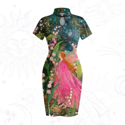 Purplehecate Mystic Secret Lily Fairy Forest Velvet Bodycon Dress