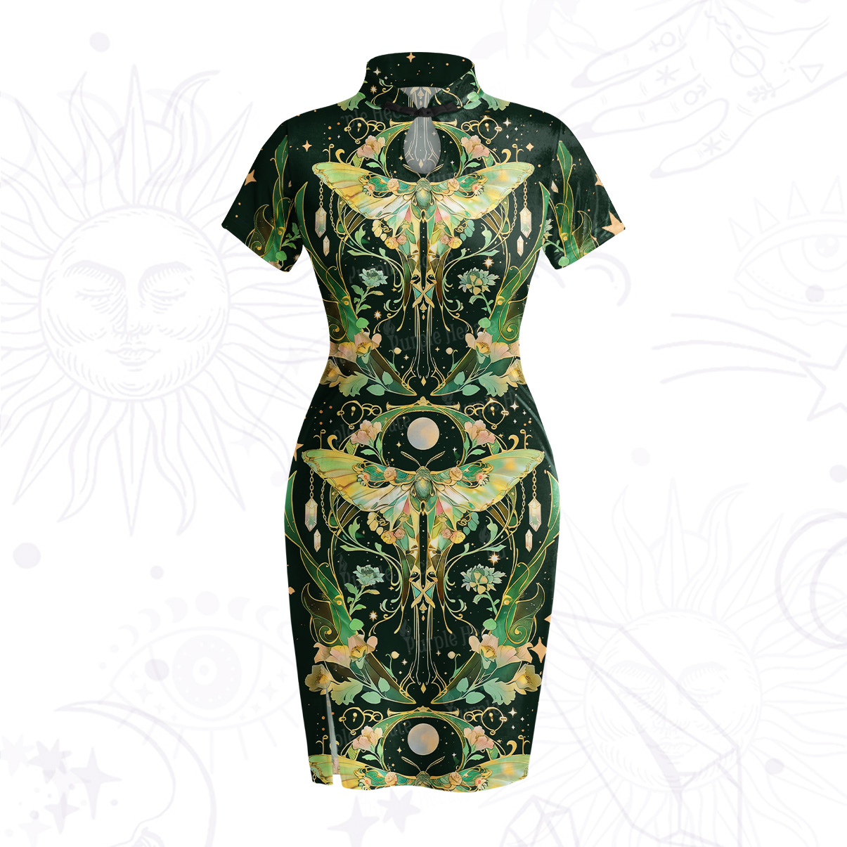 Purplehecate Moon Moth Rave Velvet Bodycon Dress