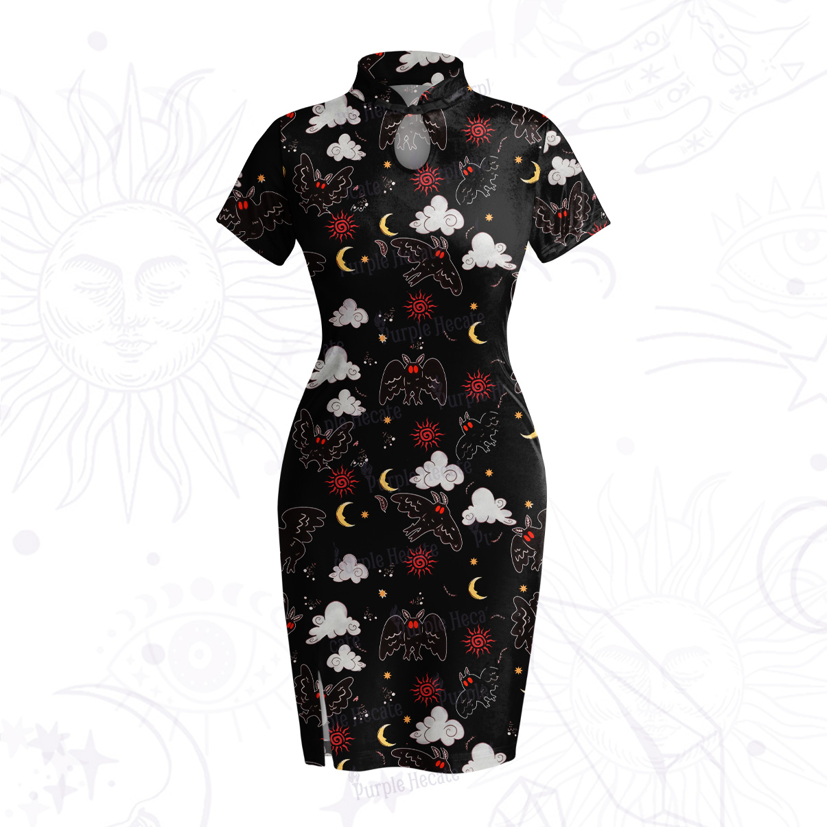 Purplehecate Cryptid Mothman Velvet Bodycon Dress