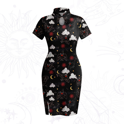 Purplehecate Cryptid Mothman Velvet Bodycon Dress