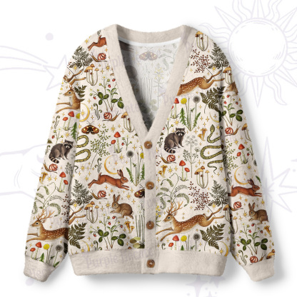 Purplehecate Enchanted Forest Animals Ugly Cardigan Sweaters