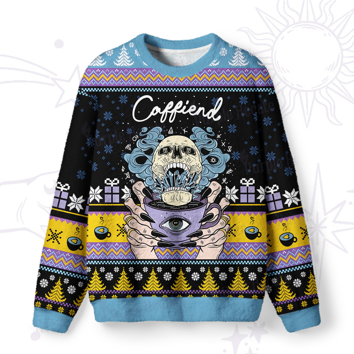 Purplehecate Caffiend Ugly Christmas Sweatshirts