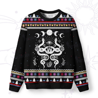 Purplehecate Lunar Serpent Alchemy Ugly Christmas Sweatshirts