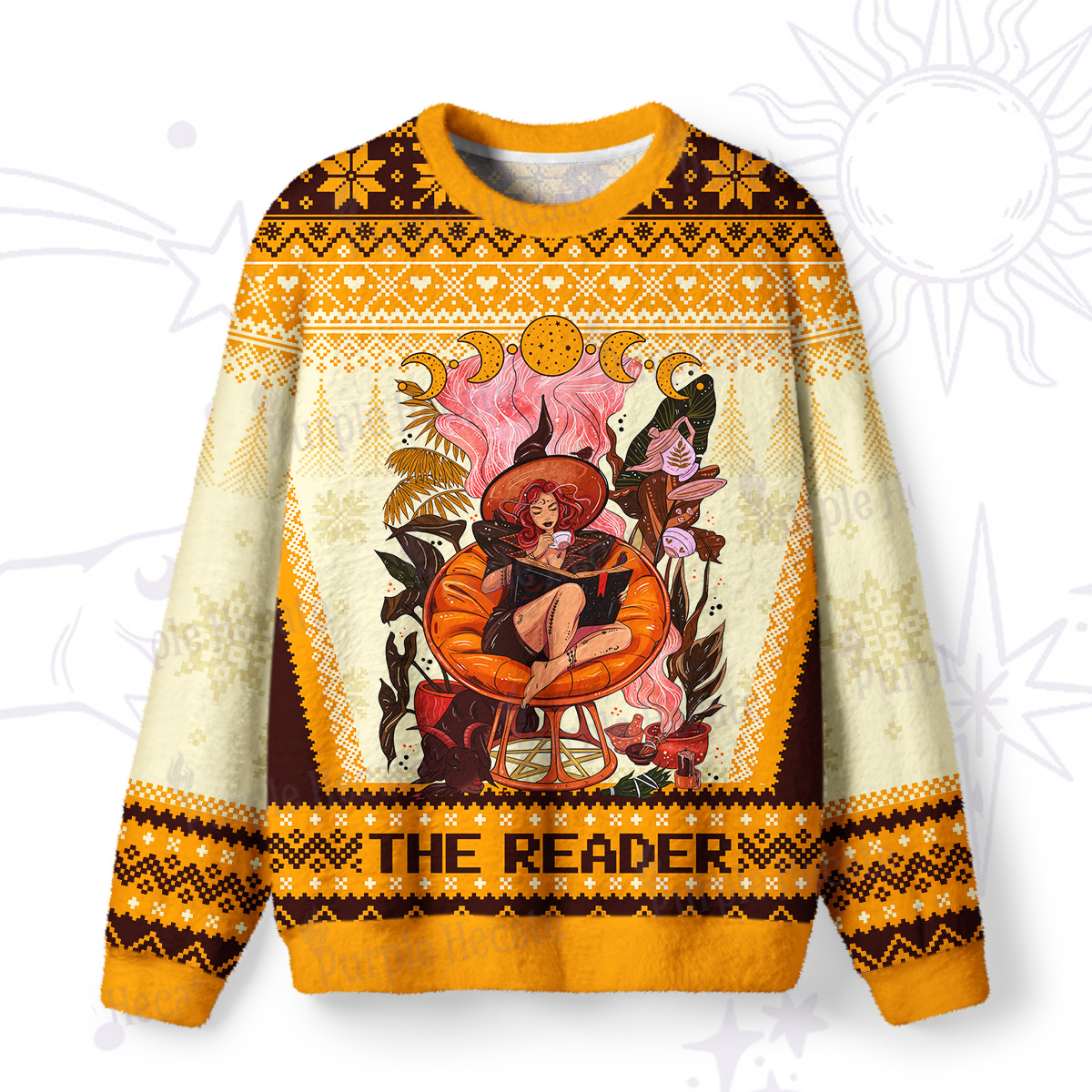 Purplehecate The Reader Moonlit Tales Ugly Christmas Sweatshirts