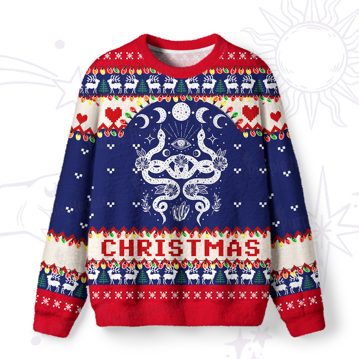 Purplehecate Lunar Serpent Alchemy Ugly Christmas Sweatshirts