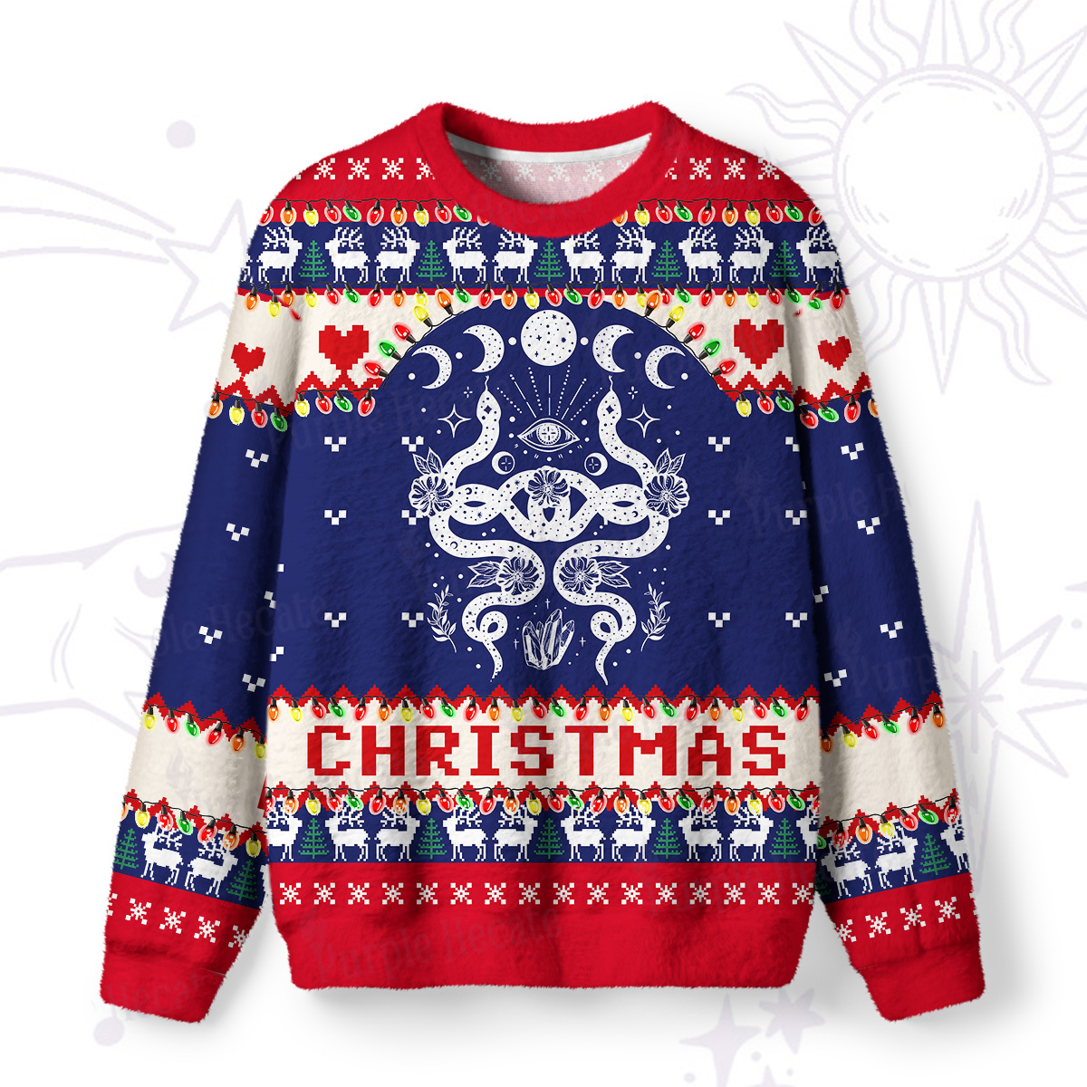 Magic Purplehecate Lunar Serpent Alchemy Ugly Christmas Sweatshirts