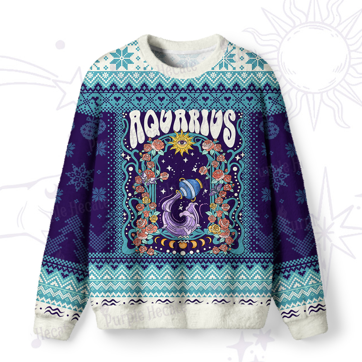 Purplehecate Aquarius Spirit Zodiac Ugly Christmas Sweatshirts