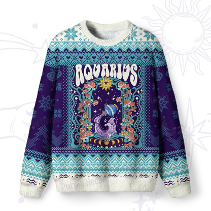 Purplehecate Aquarius Spirit Zodiac Ugly Christmas Sweatshirts