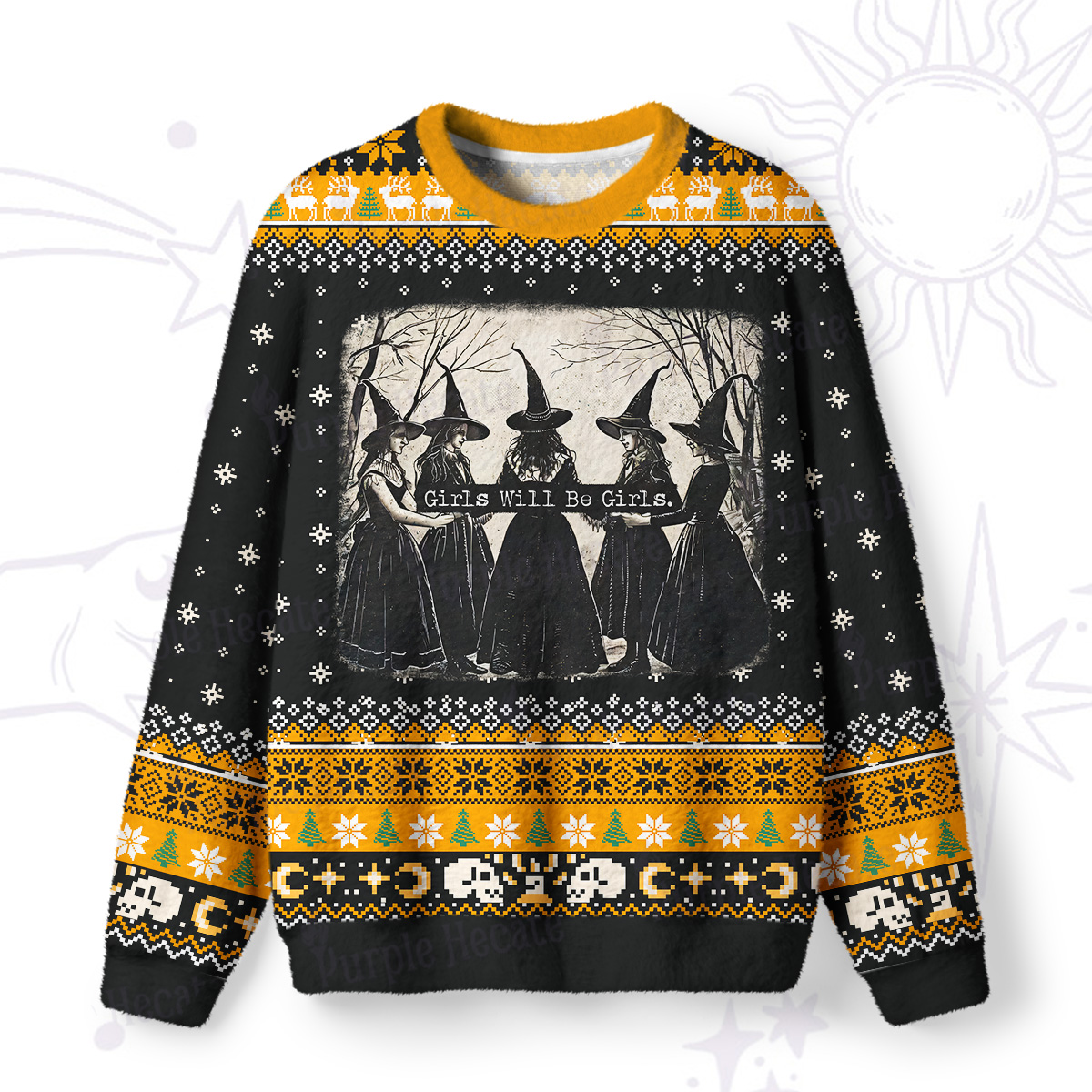 Purplehecate Girls Will Be Girls Witch Ugly Christmas Sweatshirts
