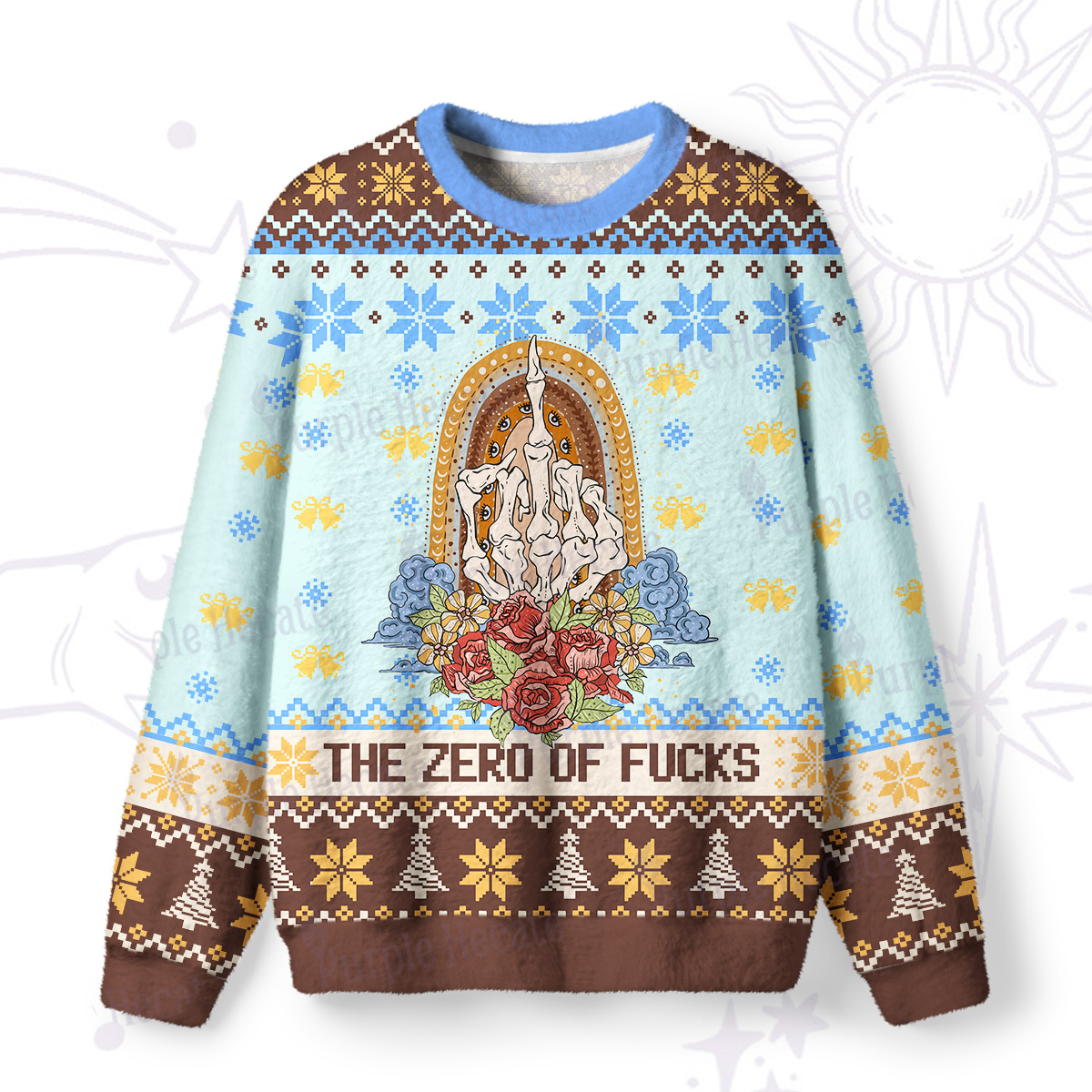 Purplehecate The Zero of Fucks Blessed Bones Ugly Christmas Sweatshirts
