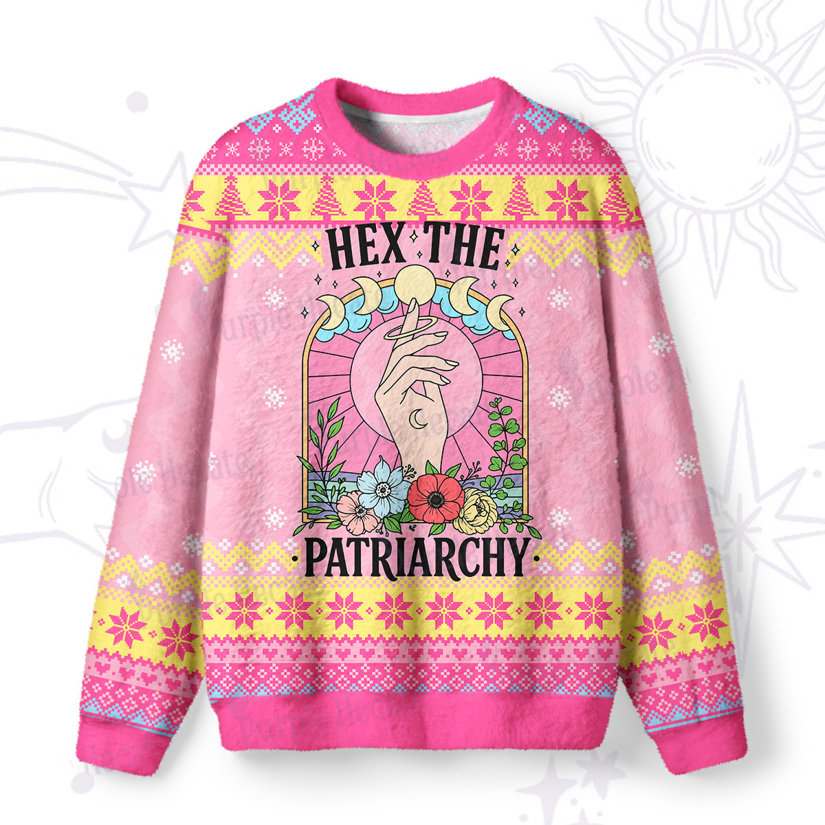 Magic Purplehecate Hex The Patriarchy Ugly Christmas Sweatshirts