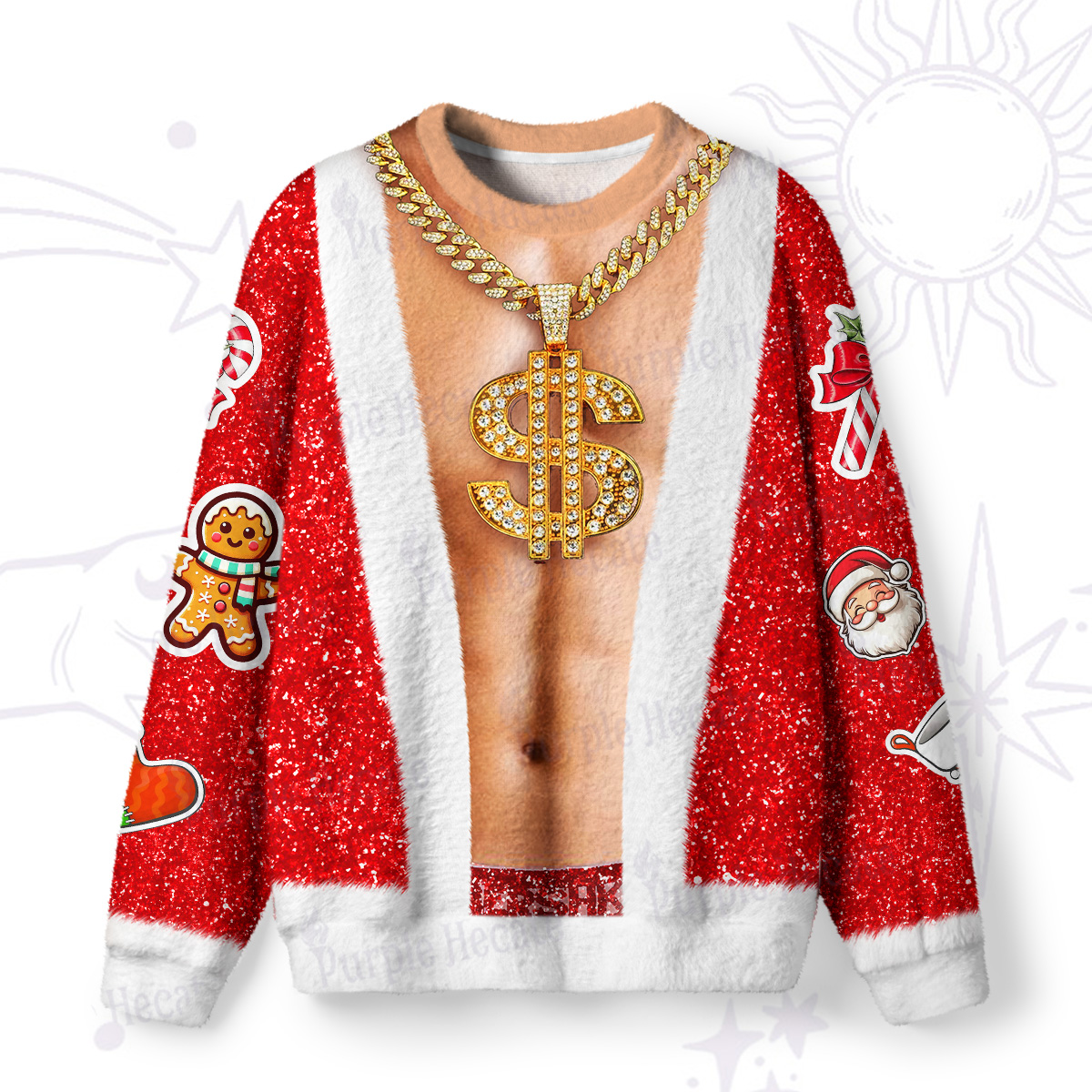 Purplehecate Bling Santa Body Ugly Christmas Sweatshirts