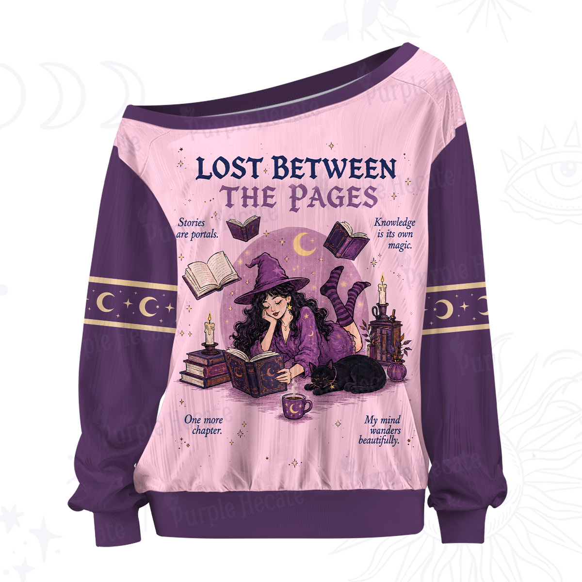 Purplehecate Lost Between the Pages Off The Shoulder Graphic Jersey