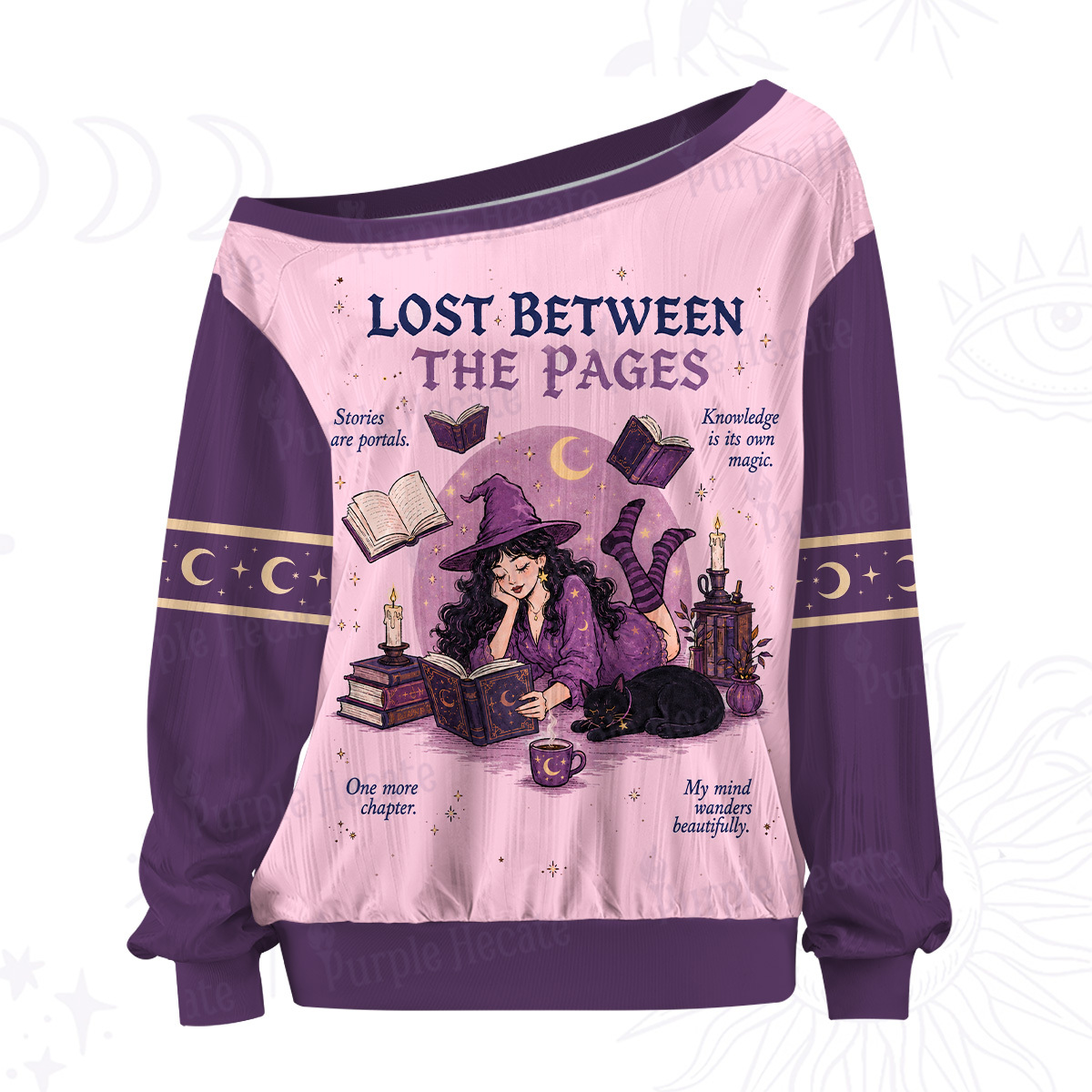 Purplehecate Lost Between the Pages Off The Shoulder Graphic Jersey