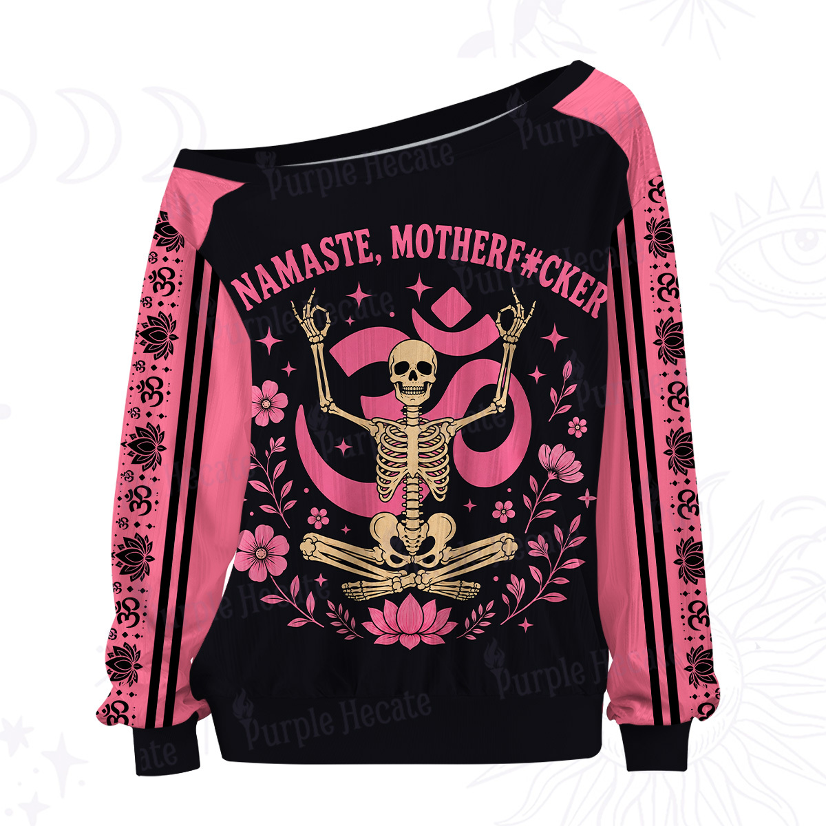 Purplehecate Namaste Motherf*cker Skeleton Off The Shoulder Graphic Jersey