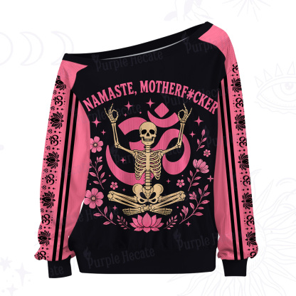 Purplehecate Namaste Motherf*cker Skeleton Off The Shoulder Graphic Jersey