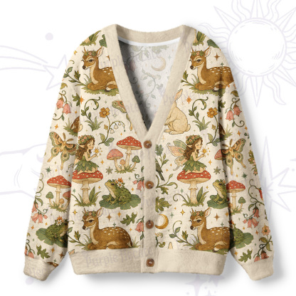 Purplehecate Forest Fairy & Her Animal Friends Ugly Cardigan Sweaters