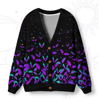 Purplehecate Rainbow Bat Ugly Cardigan Sweaters