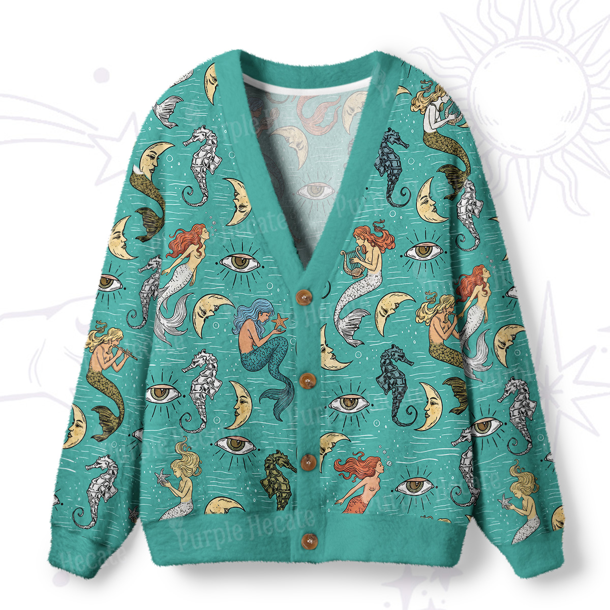 Purplehecate Mermaid Magic Ugly Cardigan Sweaters