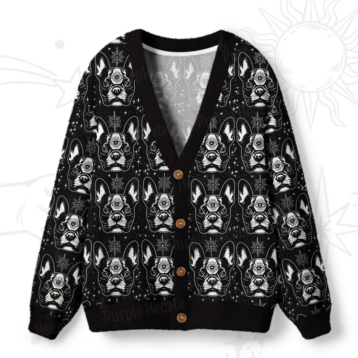 Purplehecate Daisy Cat Garden Ugly Cardigan Sweaters