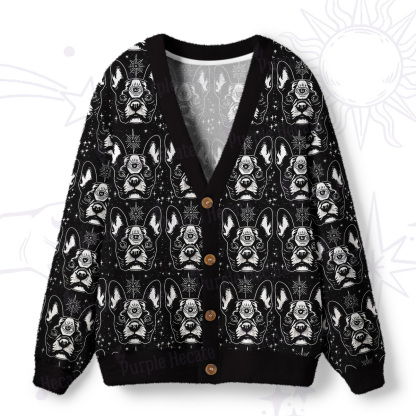 Purplehecate Mystic Boston Terrier Ugly Cardigan Sweaters