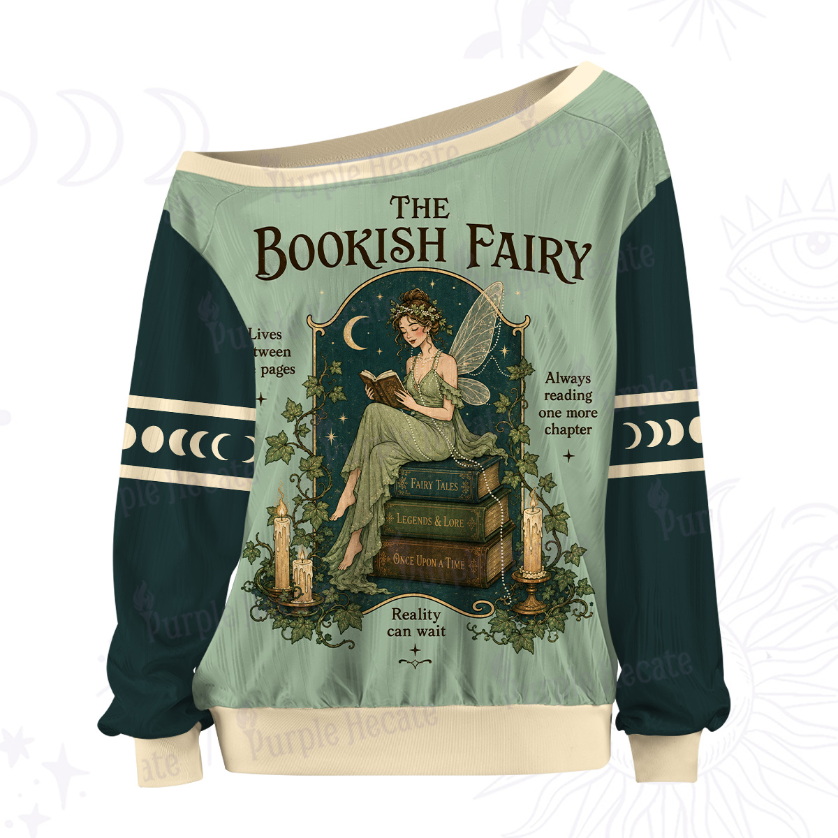 Purplehecate The Bookish Fairy Off The Shoulder Graphic Jersey