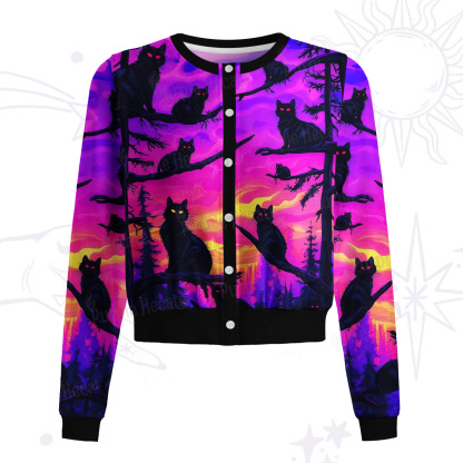 Purplehecate Twilight Forest Guardian Cat Knit Cardigan