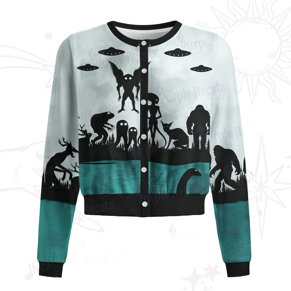 Purplehecate Alien Lake Monster Encounter Knit Cardigan