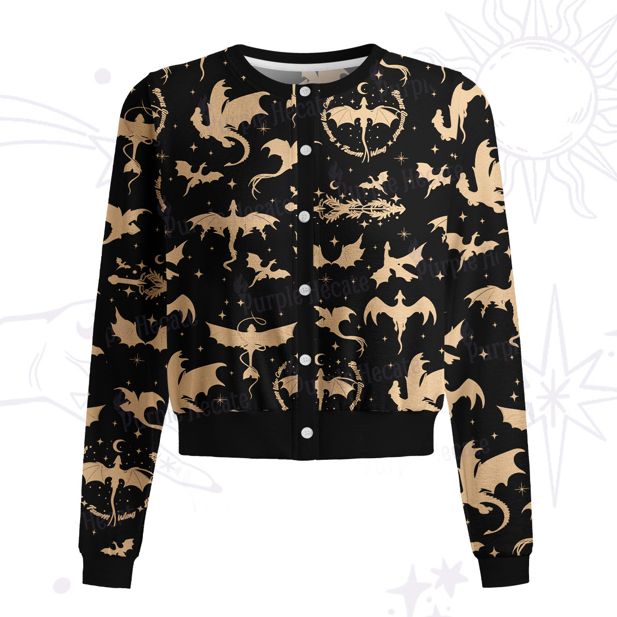 Purplehecate Fantasy Dragon Allover Knit Cardigan