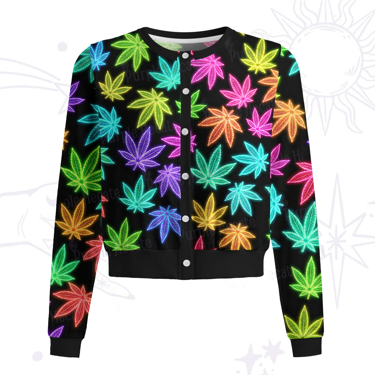 Purplehecate Trippy Weed Knit Cardigan